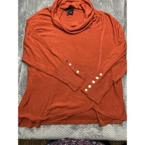 New Directions Curvy 3X Sweater Burnt Orange Cowl Neck With Button Cuffs